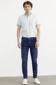 Eskitme Yıkamalı Slim Fit Jean Pantolon - Mavi - 1
