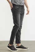 Eskitme Yıkamalı Slim Fit Jean Pantolon - Gri - 4