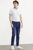 Eskitme Yıkamalı Slim Fit Jean Pantolon - Mavi - 2