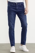Eskitme Yıkamalı Slim Fit Jean Pantolon - Mavi - 3