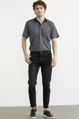 Eskitme Yıkamalı Slim Fit Jean Pantolon - Siyah - 1