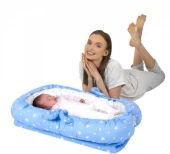 Sevi Bebe 273.1 Anne Yanı Bebek Reflü Yatağı Mavi Yıldız - 2