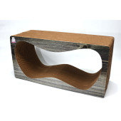 Dekoratif Karton Kedi Tırmalama Kanepesi (68x24x33 cm) - X-Large - Antrasit Ahşap Desen - 3