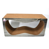 Dekoratif Karton Kedi Tırmalama Kanepesi (68x24x33 cm) - X-Large - Antrasit Ahşap Desen - 4