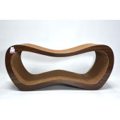 Dekoratif Karton Kedi Tırmalama Kanepesi (59x24x26 cm) - Large - Koyu Ahşap Desen - 1