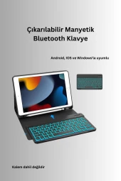 Qpen iPad Pro 11 inç (2022) Uyumlu İnter Ledli Klavyeli Tablet Kılıf thumbnail 7