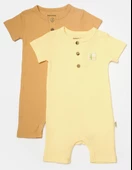 Bebek 2'li Kısa Kollu Tulum, %50 Bambu - %50 Organik Pamuk, Bebek ve Yenidoğan Serisi - CSYB9037 - 2