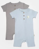 Bebek 2'li Kısa Kollu Tulum, %50 Bambu - %50 Organik Pamuk, Bebek ve Yenidoğan Serisi - CSYB9038 - 2