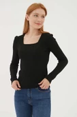 FASHION FRIENDS KADIN KARE YAKA SAÇ ÖRGÜLÜ KAZAK 23K0405K1 - 10