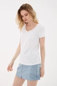 FASHION FRIENDS KADIN V YAKA CEPLİ T-SHİRT 23Y-TST0147K1 - 2