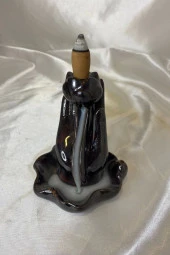 Geri Akış Tütsülük Ters Akış Şelale Kaliteli Seramik Siyah El İçi Lale Kalp Tabak thumbnail 5