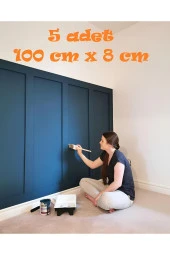 Petels Iskandinav Duvar Çıtası 5 Adet 100 Cm x 8 Cm Dekoratif Duvar Çıtası Boyanabilir Duvar Dekoru Efsane - 1