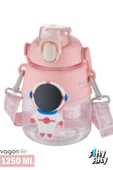 Vagonlife Silikon Pipetli 1250 ML Büyük Boy Askılı Ve Kulplu Su Matarası -Çıkartma Hediyeli-FFVGN6276-1250ML - 10