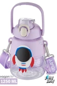 Vagonlife Silikon Pipetli 1250 ML Büyük Boy Askılı Ve Kulplu Su Matarası -Çıkartma Hediyeli-FFVGN6276-1250ML - 5