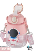 Vagonlife Silikon Pipetli 1250 ML Büyük Boy Askılı Ve Kulplu Su Matarası -Çıkartma Hediyeli-FFVGN6276-1250ML - 11