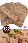 200lü Breakfast Desenli Yağlı Kağıt Vintage Gazete Desen Aparatif Kağıdı Mutfak Servis Sunum Kağıdı - 1