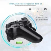 Cosmostech P3 Doubleshock PS3 Playstation 3 için Uyumlu Kablosuz Titreşimli Oyun Kolu Gamepad Joystick Controller Siyah thumbnail 9