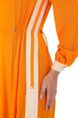 Yandan Bağlamalı Viskon Elbise 2216-Oranj - 4
