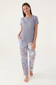 Pierre Cardin 8801 Kadın Düğmeli Desenli Kısa Kol Pijama Takımı thumbnail 1