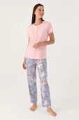Pierre Cardin 8801 Kadın Düğmeli Desenli Kısa Kol Pijama Takımı thumbnail 8