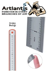 Çelik Cetvel 50 cm İnç Ölçülü 1 Adet Paslanmaz Çelik Metal Çetvel 50 Santimetre - 3