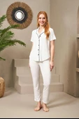 Pjs 25118 Kadın Puanlı Düğmeli Kısa Kollu Pijama Takım - 2