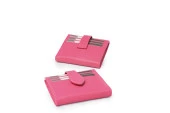 SANLINE 800 Hakiki Deri Kartlık Görünümlü Unisex Cüzdan - Fuşya - 3