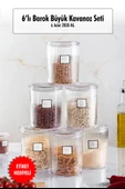 6'lı Barok Yuvarlak Büyük Kavanoz Seti & Saklama Kabı & Erzak Kabı (6*2000 ML) - 1