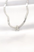 316L Çelik A Harfli Silver Renk İtalyan Zincirli Kolye - TJ-BKO8546 - 1