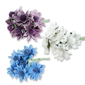 72 Adet Çiçek (12 Demet) Ortası Tüylü Çiçek - 1