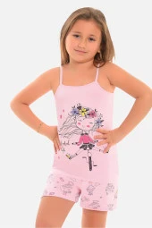 Şortlu Kız Çocuk Pijama Takımı Resim Çizen Kız - 1