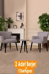 LOVİSSE HOME 3lü Berjer Set Siyah Ayaklı Tekli Koltuk Balkon, Ofis, Bekleme, Güzellik Merkezi, Çay Seti - 1