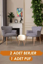 LOVİSSE HOME Berjer Set Tekli Koltuk Balkon, Ofis, Bekleme, Güzellik Merkezi, Çay Seti, Sandalye,puf thumbnail 1