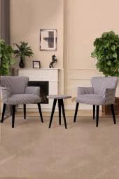 LOVİSSE HOME 3lü Berjer Set Siyah Ayaklı Tekli Koltuk Balkon, Ofis, Bekleme, Güzellik Merkezi, Çay Seti - 3