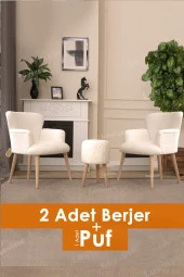 LOVİSSE HOME 3lü Berjer Set Tekli Koltuk Balkon, Ofis, Bekleme, Güzellik Merkezi, Çay Seti - 1