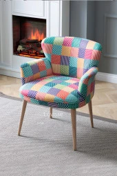 LOVİSSE HOME Patchwork Desen Berjer Tekli Koltuk Balkon, Ofis, Bekleme, Güzellik Merkezi, Çay Seti - 1