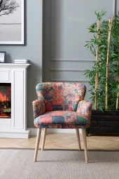 LOVİSSE HOME Patchwork Desen Berjer Tekli Koltuk Balkon, Ofis, Bekleme, Güzellik Merkezi, Çay Seti thumbnail 1