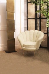 LOVİSSE HOME Krem Istiridye Berjer, Papatya, Alacatı, Safir Teddy Berjer Beyaz - 1