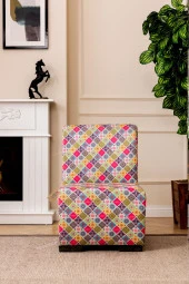 LOVİSSE HOME Patchwork Otantik Berjer Etnik Retro Tekli Koltuk Balkon, Ofis, Bekleme, Güzellik Merkezi, Çay Seti - 1