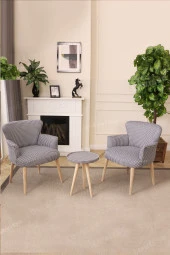 LOVİSSE HOME 3lü Berjer Set Tekli Koltuk Balkon, Ofis, Bekleme, Güzellik Merkezi, Çay Seti - 2