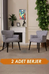 LOVİSSE HOME Siyah Ayak 2li Berjer Set Tekli Koltuk Balkon, Ofis, Bekleme, Güzellik Merkezi, Çay Seti - 2