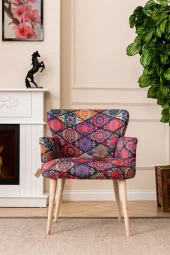 LOVİSSE HOME Patchwork Otantik Berjer Etnik Retro Tekli Koltuk Balkon, Ofis, Bekleme, Güzellik Merkezi, Çay Seti - 1