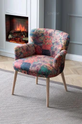 LOVİSSE HOME Patchwork Desen Berjer Tekli Koltuk Balkon, Ofis, Bekleme, Güzellik Merkezi, Çay Seti thumbnail 2