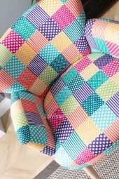 LOVİSSE HOME Patchwork Desen Berjer Tekli Koltuk Balkon, Ofis, Bekleme, Güzellik Merkezi, Çay Seti - 4