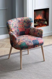 LOVİSSE HOME Patchwork Desen Berjer Tekli Koltuk Balkon, Ofis, Bekleme, Güzellik Merkezi, Çay Seti thumbnail 3