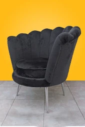 LOVİSSE HOME Istiridye Berjer Siyah - Krom - Gümüş - 1