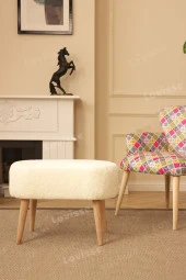LOVİSSE HOME Eva Puf Pofuduk, Handmade Teddy Gürgen Ayak, Kapı Önü Kırık Beyaz - 3