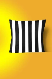 LOVİSSE HOME Siyah Beyaz Düz Çizgili Zebra, Yastık Kırlent Kılıfı - Fermuarlı - Premium Kırlent - 1