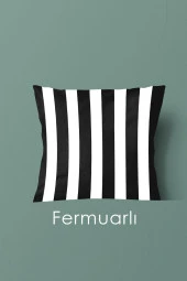 LOVİSSE HOME Siyah Beyaz Düz Çizgili Zebra, Yastık Kırlent Kılıfı - Fermuarlı - Premium Kırlent - 2