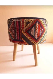 BEYLERBEYİ Gürgen Ahşap Ayaklı Dekoratif  Yuvarlak Puf Bench Koltuk  Bahçe sandalyesi - 3